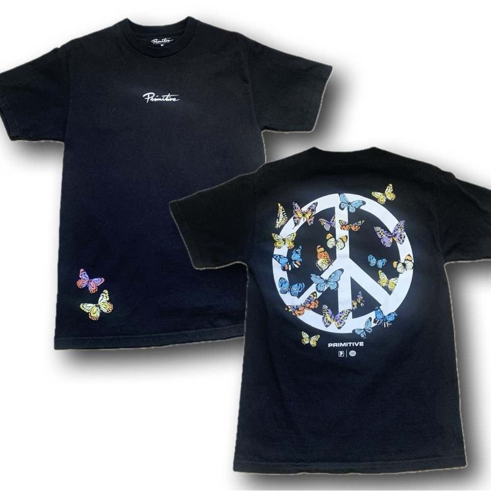 ☮️🦋🛹Primitive Short-sleeve Tee Skatewear Unisex Size-M EUC 2-sided print ☮️